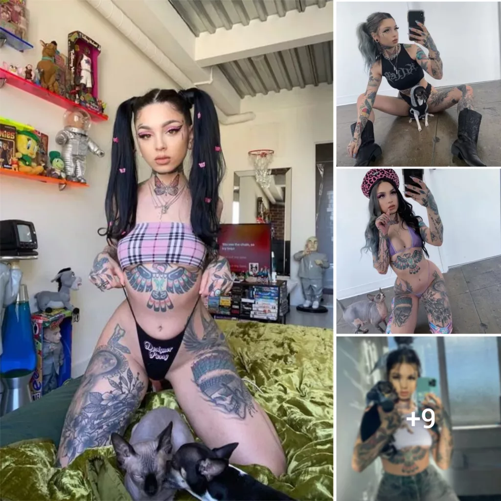 Presents a Tattooed Beauty’s Sizzling Photoshoot, Enhanced by Charming Four-Legged Friends